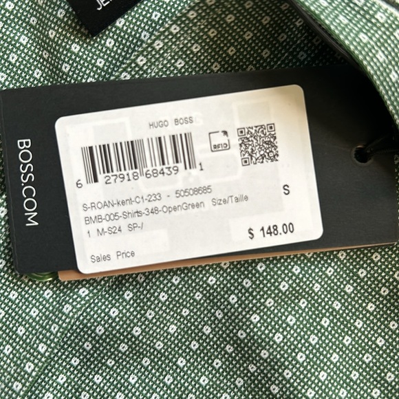 BOSS | Open Green Printed Slim Fit Shirt - Picture 11 of 12